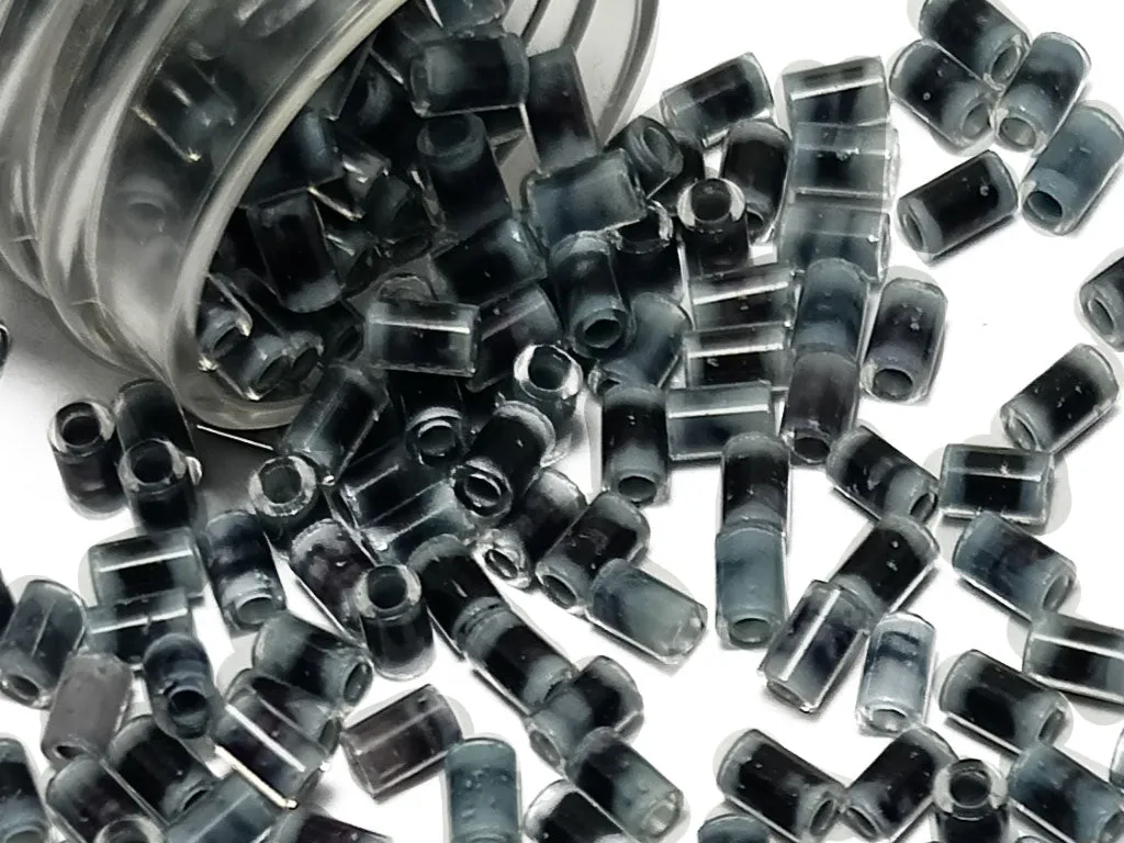 Smoge Black Metallic Dual Tone Bugle / Pipe Glass Seed Beads
