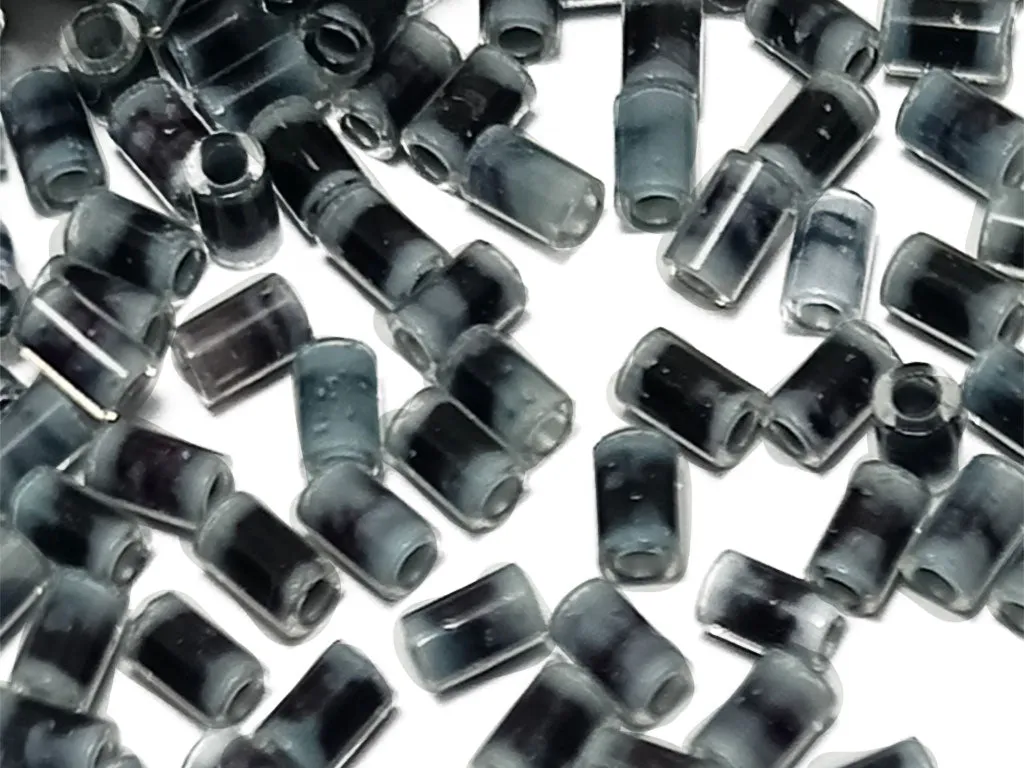 Smoge Black Metallic Dual Tone Bugle / Pipe Glass Seed Beads