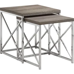 Sturdy X Nesting Table - Dark Taupe