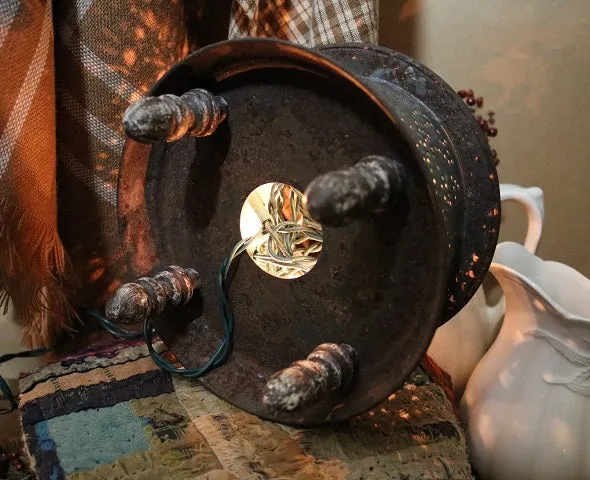 Tin Punched Candleholder with Hearts