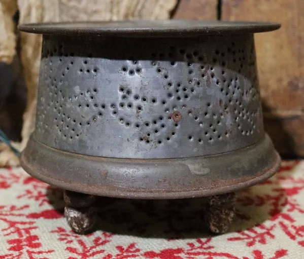 Tin Punched Candleholder with Hearts
