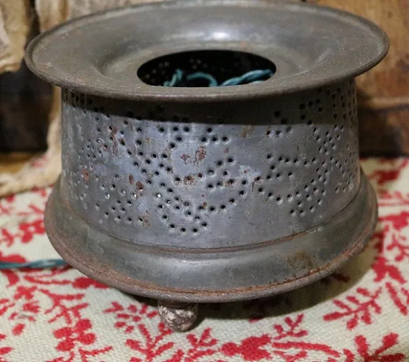 Tin Punched Candleholder with Hearts