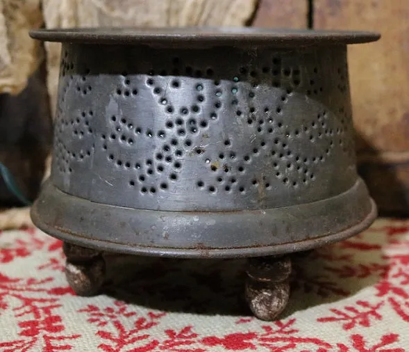 Tin Punched Candleholder with Hearts