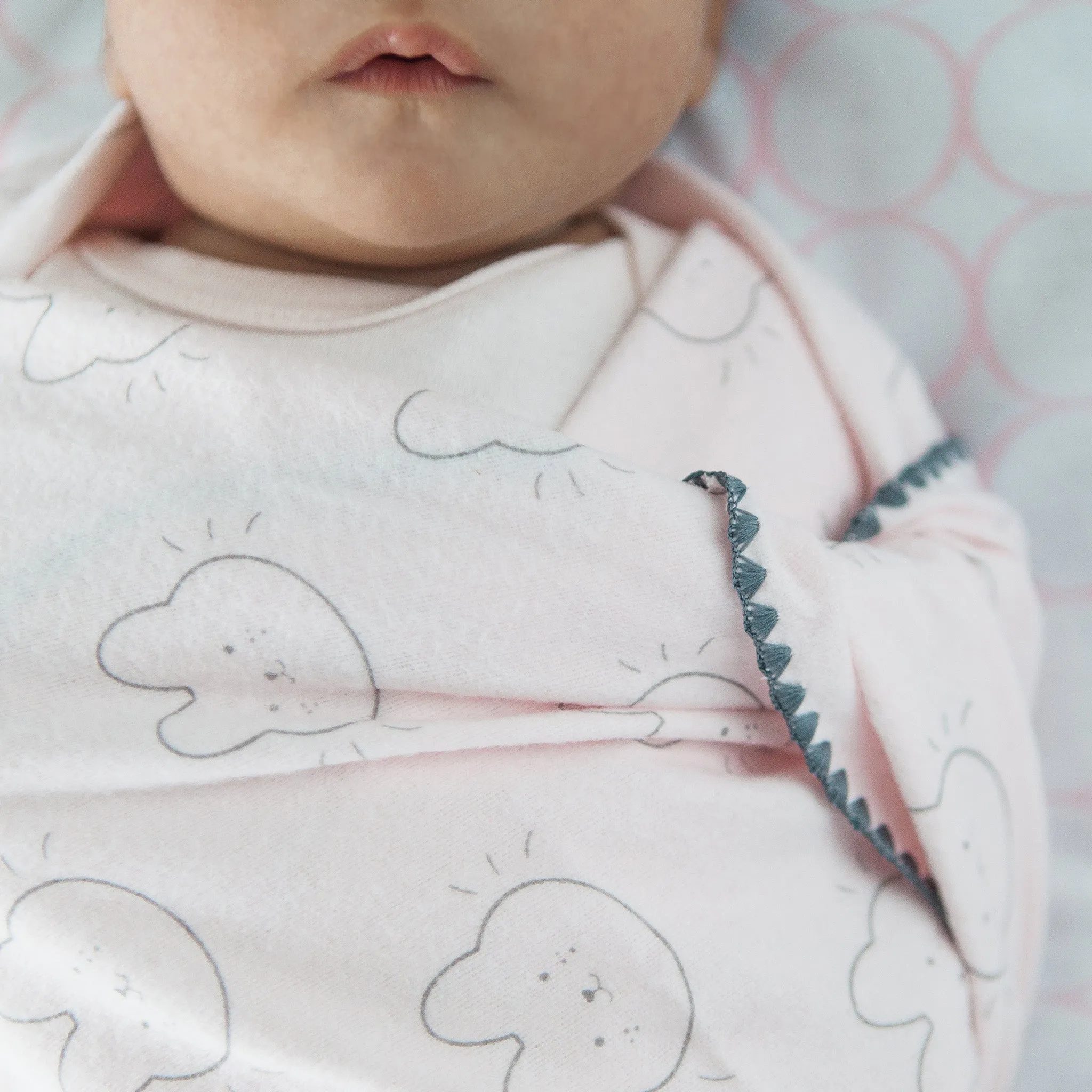 Ultimate Swaddle Blanket - Soft Black Pearl Big Dots on Soft Pink