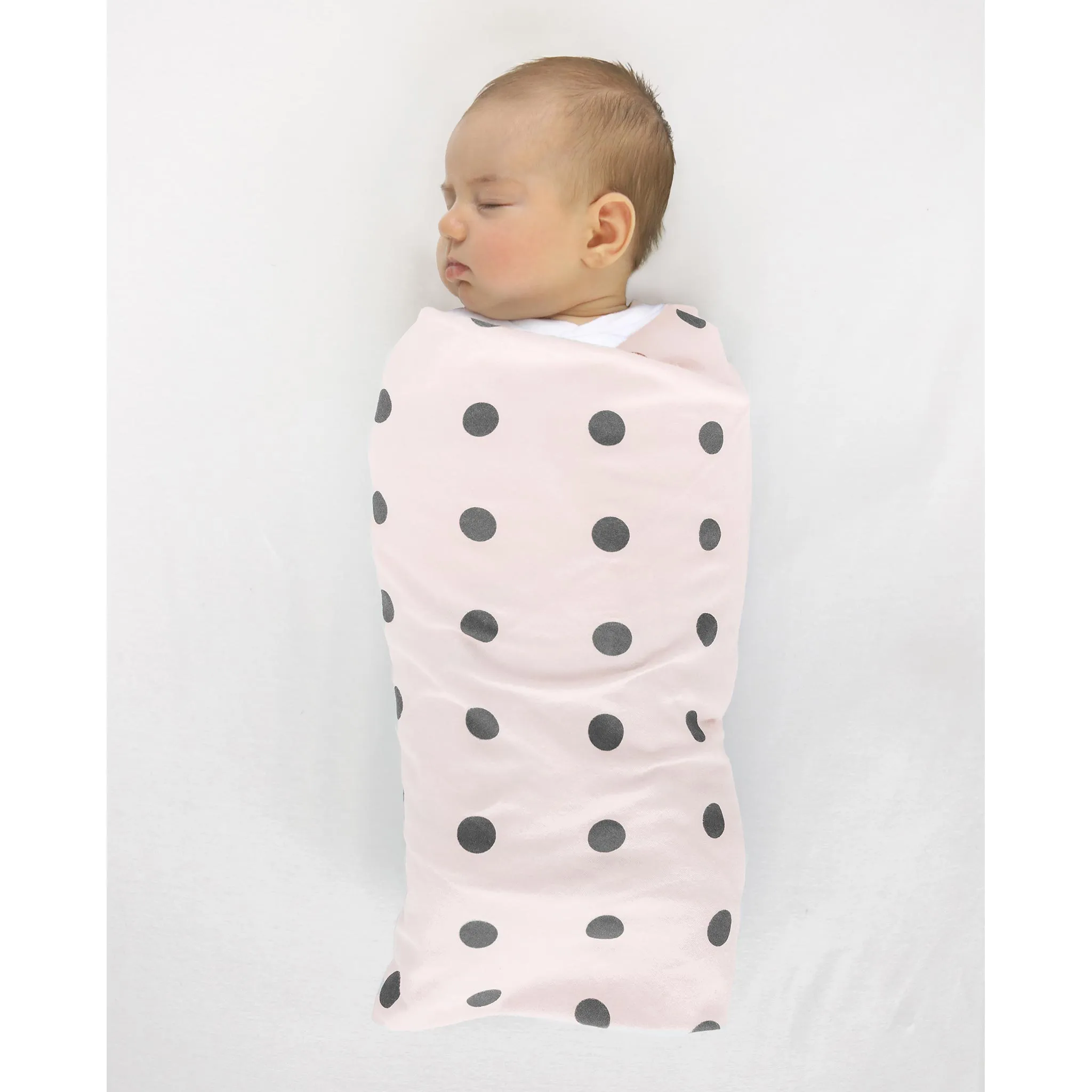 Ultimate Swaddle Blanket - Soft Black Pearl Big Dots on Soft Pink
