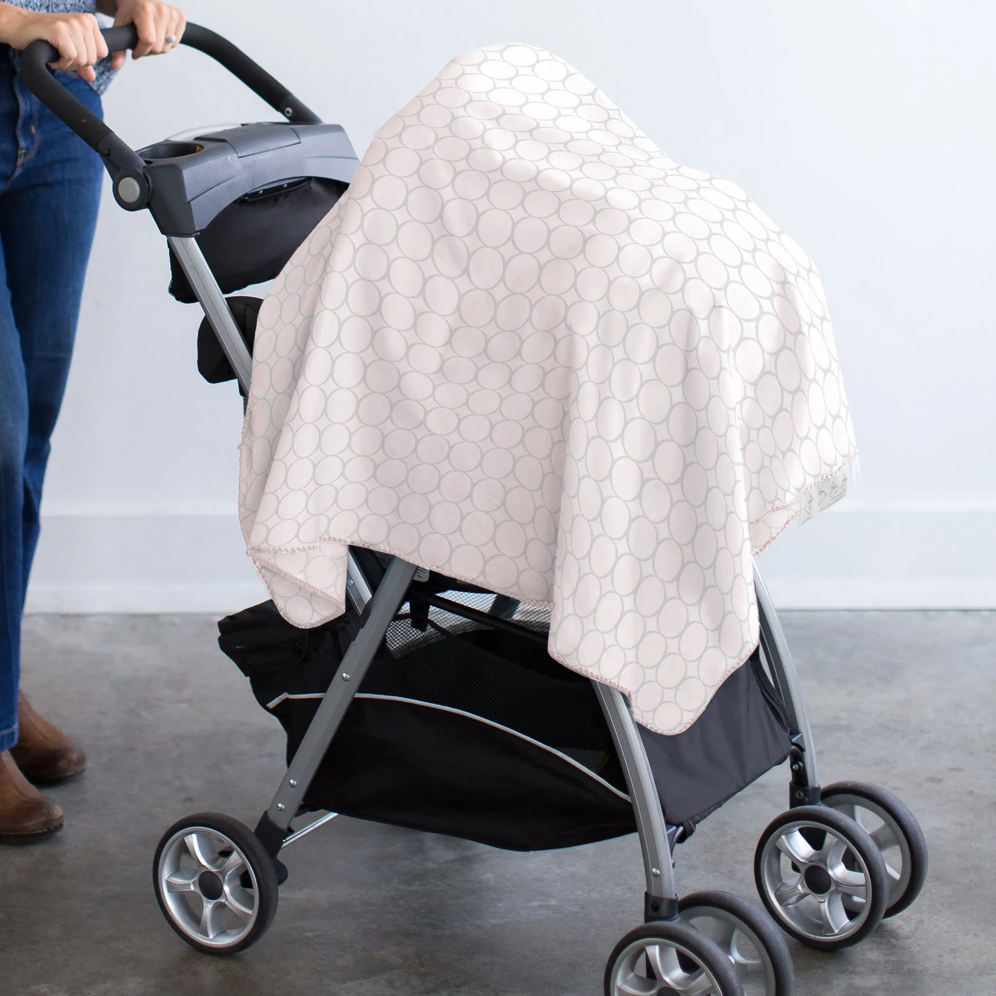 Ultimate Swaddle Blanket - Soft Black Pearl Big Dots on Soft Pink