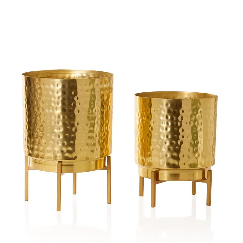 Vida Ember Hammered Planter (Gold) - Set Of Two
