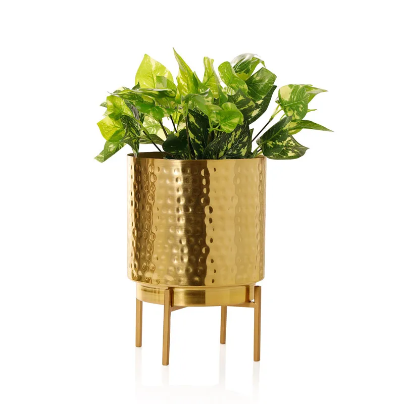 Vida Ember Hammered Planter - Gold