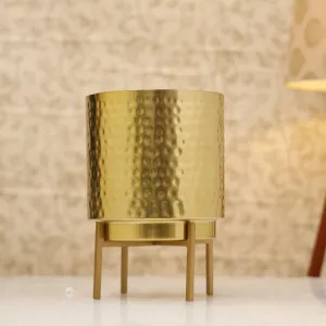 Vida Ember Hammered Planter - Gold