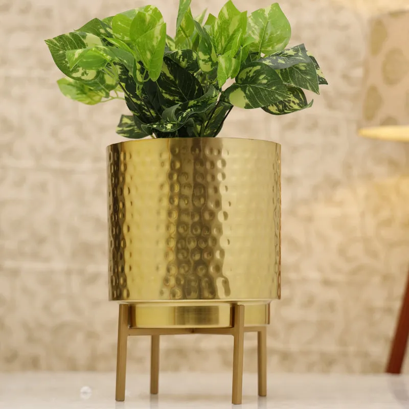 Vida Ember Hammered Planter - Gold