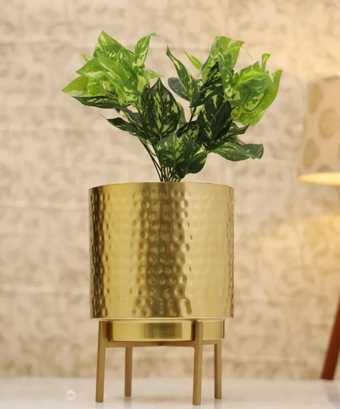 Vida Ember Hammered Planter - Gold
