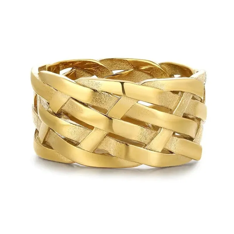 Vintage Weave Stainless Steel Rings