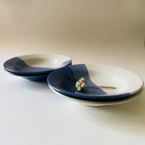 Yila Pasta Plate (White & Blue) - Set Of Four (7 Inches)